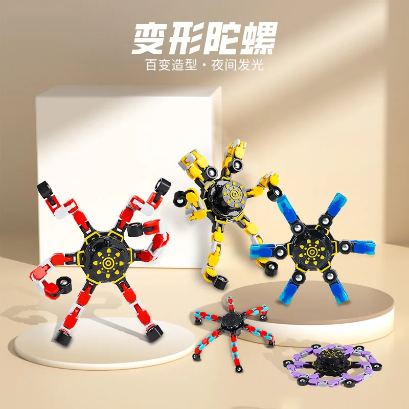 Brain-teaser toys, finger spinners, mechanical spinners, transforming spinners, spinning tops, finge view 2